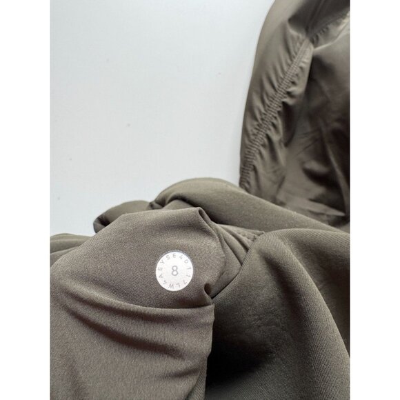 LULULEMON Re-Form Dark Olive Green Stretch Glyde Waterproof Hooded Vest, Size 8 - Picture 15 of 16
